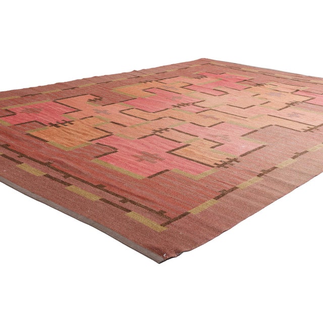 Mid-Century Modern Impi Sotavalta Vintage Finnish Flatweave Rug, 06'06 X 09'07 For Sale - Image 3 of 11