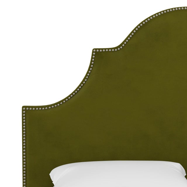 Spritely Home Halsted Headboard in Apple Green Classic Velvet, California King For Sale - Image 4 of 6