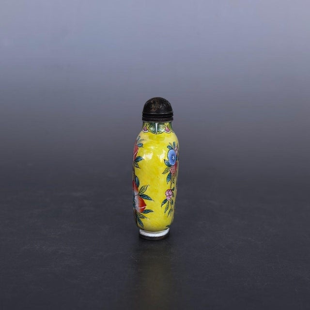 Metal Late 19th Century Cloisonné Enamel Snuff Bottle With Bird and Flower Motif, 65g For Sale - Image 7 of 9