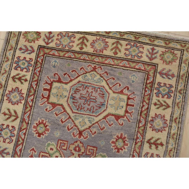 Kazak Runner 2’7” X 6’6” Lilac Wool Tribal Hand-Knotted Oriental Rug For Sale In Philadelphia - Image 6 of 11