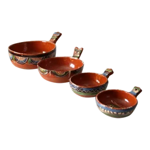 Vintage Tlaquepaque Mexican Red Ware Pottery Bowl Set