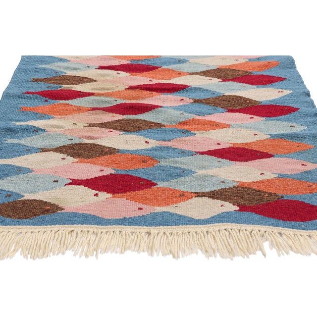 Märta Måås-Fjetterström Vintage Swedish Fish Rollakan Rug, 03'00 X 04'09 For Sale - Image 4 of 10