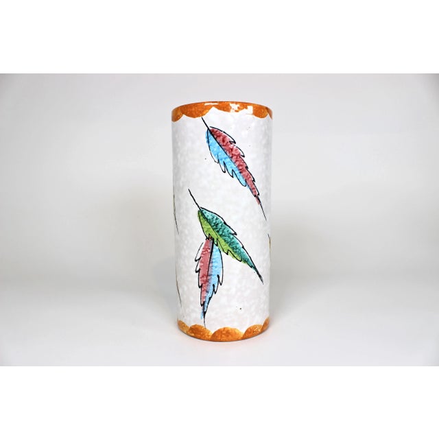 1950's Hand Painted Italian Ceramic Vase For Sale In Raleigh - Image 6 of 7