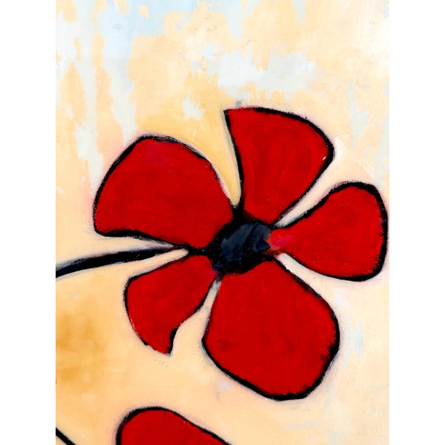 Late 20th Century Monumental Original Avi Ben Simhon Floral Still Life, Oil & Enamel on Canvas For Sale - Image 5 of 18