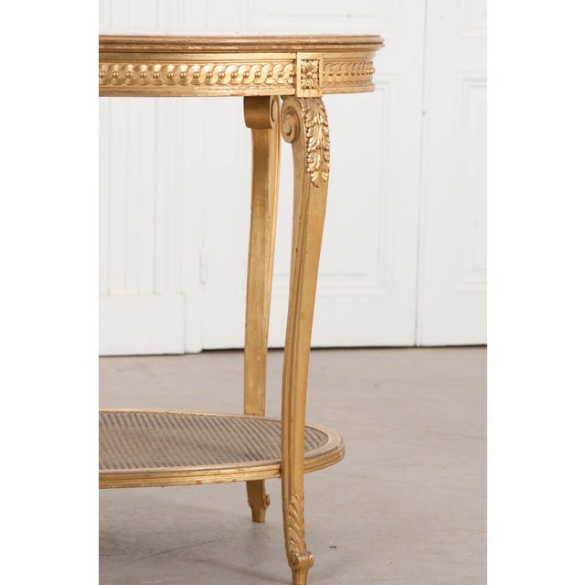 Late 19th Century French 19th Louis XVI Style Oval Giltwood Occasional Table For Sale - Image 5 of 13