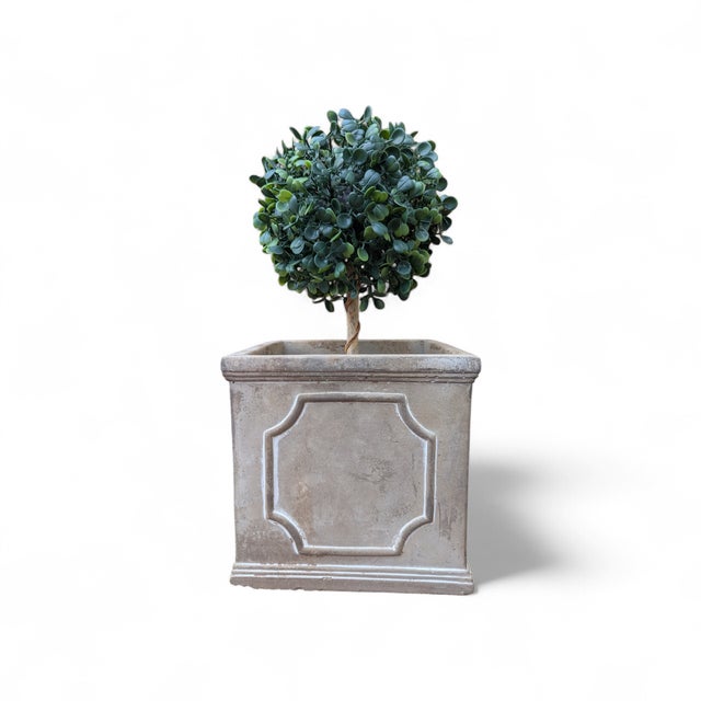 Ballard Designs Classic Traditional Paneled Concrete Planter Box For Sale - Image 4 of 16