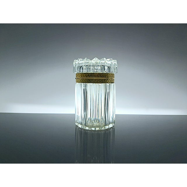 Baccarat Style Jewelry Box in Crystal and Gold Metal, 1970s For Sale - Image 10 of 10