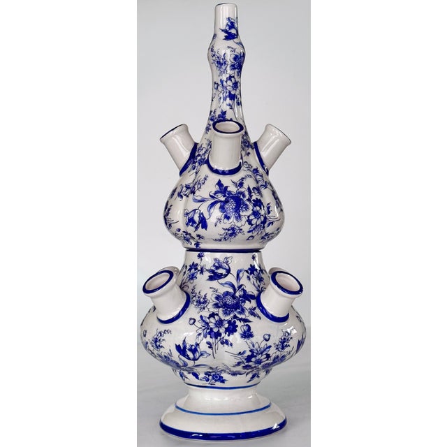 Made in Italy Mid-Century Delft Style Tulipiere For Sale - Image 13 of 13
