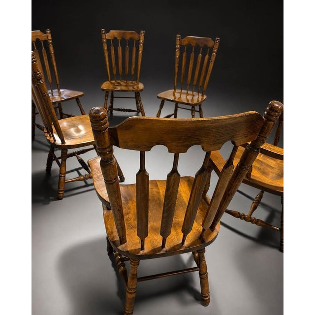 Set of 6 Vintage Windsor Style Farmhouse Wood Dining Chairs For Sale - Image 9 of 10