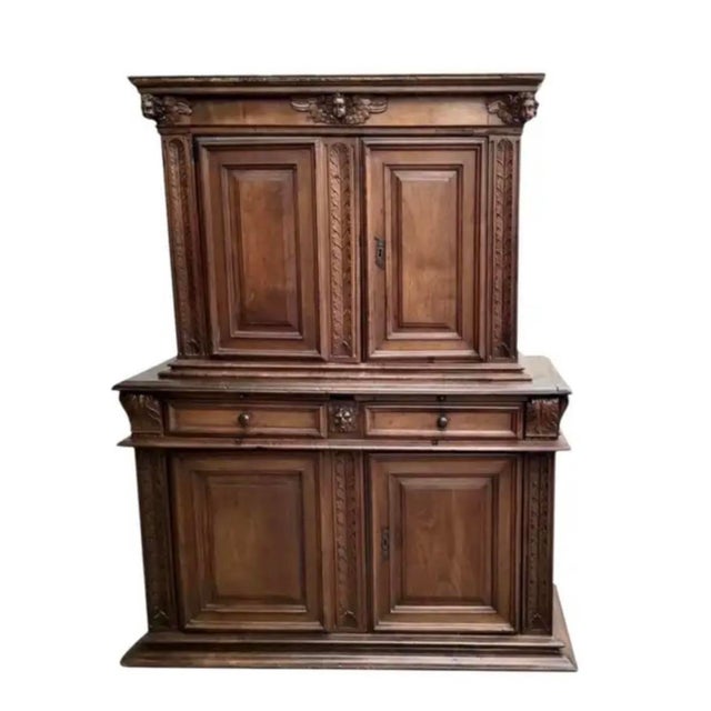 17th Century Italian Baroque Walnut Cabinet With Rich Carvings For Sale - Image 10 of 10