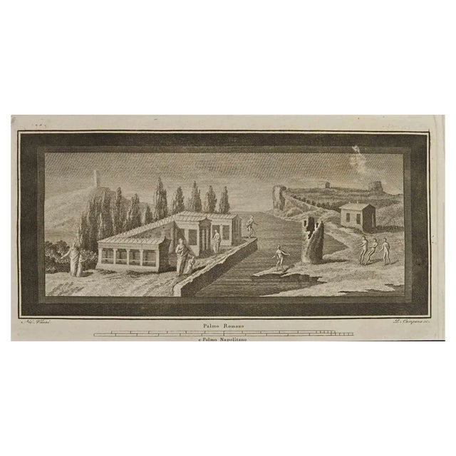Pietro Campana, Flood In Ancient Roman Village, Etching, 18th Century For Sale