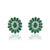 Art Deco Contemporary Emerald & Diamond Floral Stud Earrings in 14k White Gold- A Pair For Sale - Image 3 of 12