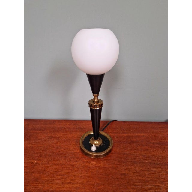 Mid-Century Modern Table Lamp in Black Lacquered Metal, 1950s For Sale - Image 3 of 17
