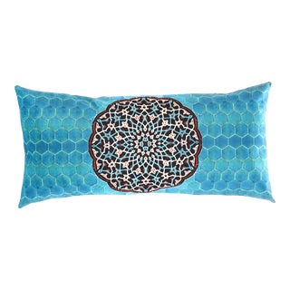 Contemporary Persian Tile Velvet Pillow For Sale