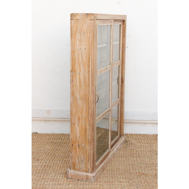 19th Century Antique Bleached Whitewash Slim Glass Cabinet For Sale - Image 5 of 7