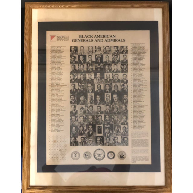 1980s Framed "Black American Generals & Admirals" Educational Art Poster For Sale - Image 9 of 10