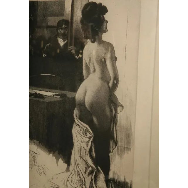 Sensual Hand Signed !9th Century Lobel Riche Etching Custom Framed For Sale - Image 4 of 8