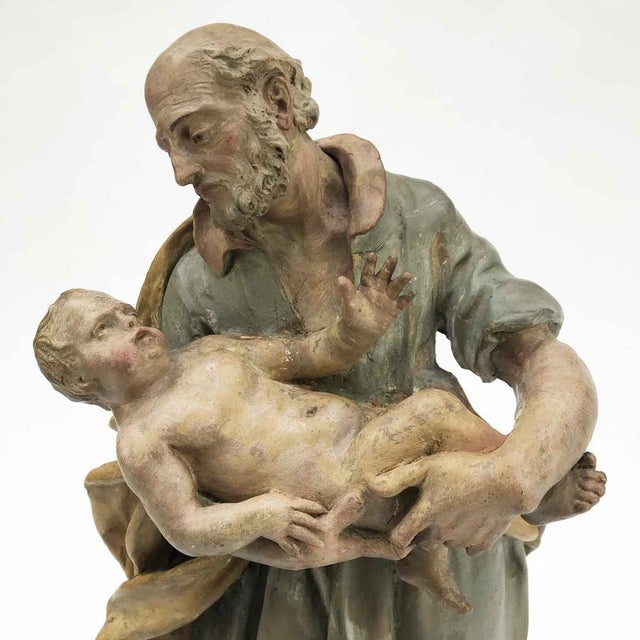 St. Joseph with Child, 1800s, Terracotta For Sale - Image 10 of 12