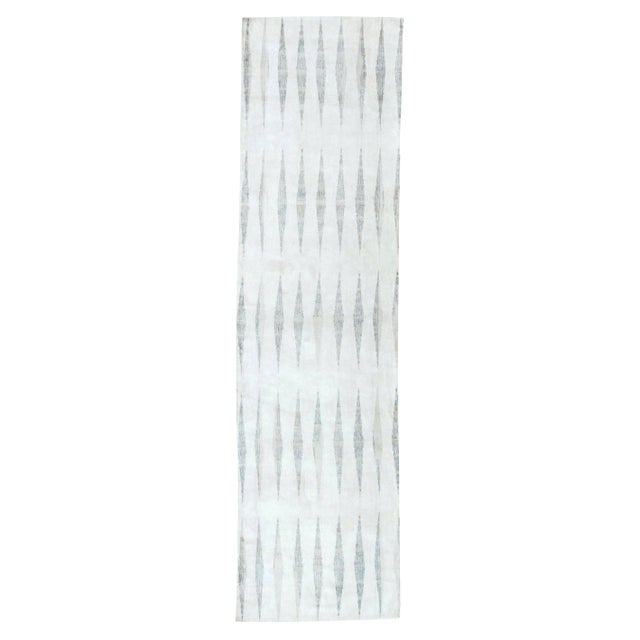 Modern Minimalist Silk Pile Runner by Doris Leslie Blau For Sale