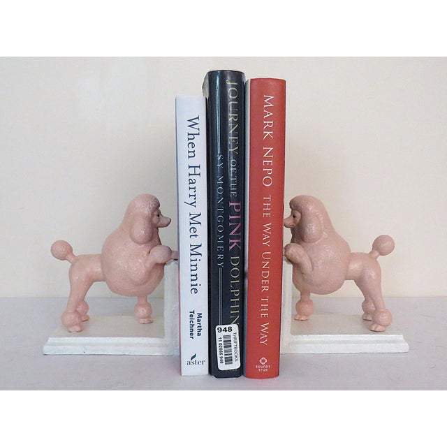 Metal Pair of Cast Iron Pink French Poodle Dog Bookends For Sale - Image 7 of 7