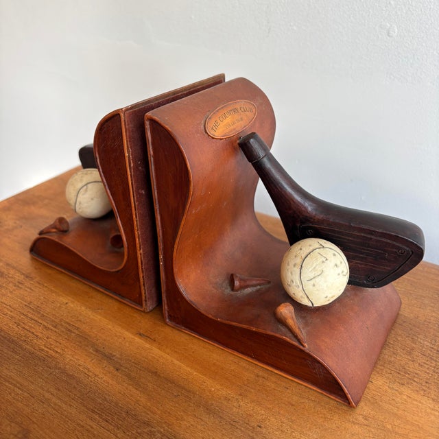Vintage Country Club Golf Bookend Pair For Sale - Image 4 of 8