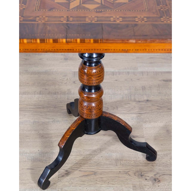 19th Century Small Italian Marquetry Table in Walnut, Rosewood, and Maple For Sale - Image 11 of 12