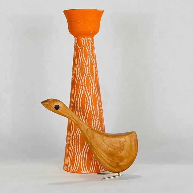 Red Small Goose Wood Figurine in Cherry, Jacob Hermann Inspired Mid-Century Modern Style Decor For Sale - Image 8 of 9
