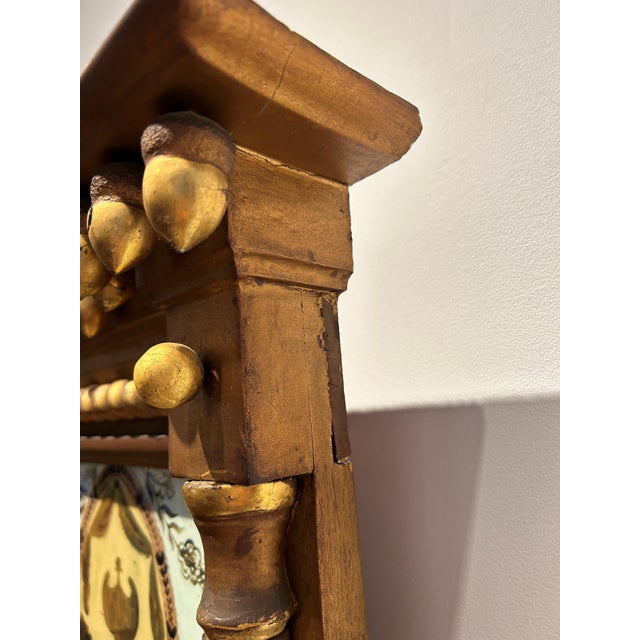 Wood Federal Giltwood Mirror With Reverse-Painted Tablet, Washington Motif For Sale - Image 7 of 9