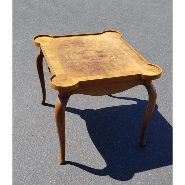 Brown Vintage Baker Furniture French Style Side Table ~ End Table W Burl Wood For Sale - Image 8 of 12