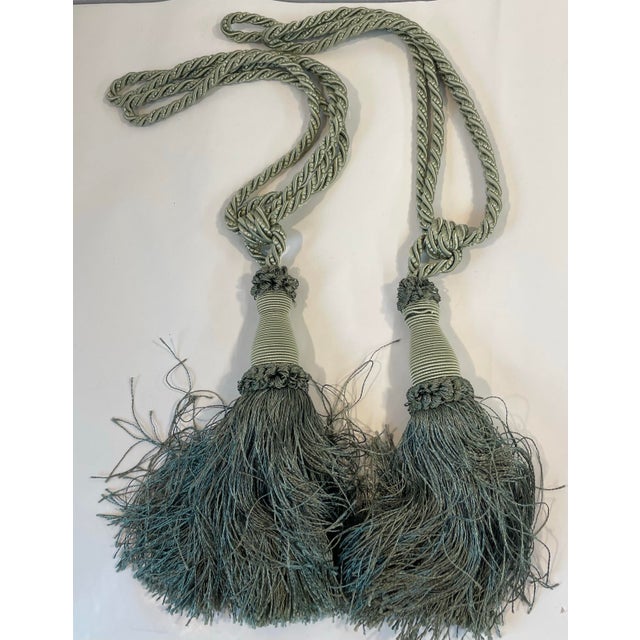 Nice pair of light green tassel tiebacks