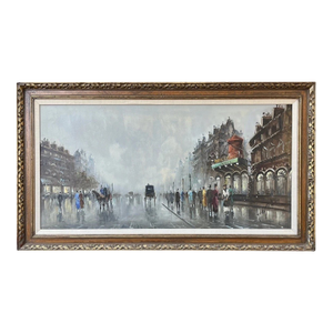Late 20th Century Antonio Devity Paris Street Scene Oil Painting Framed & Signed Art Impressionism Traditional 1800s Cityscape