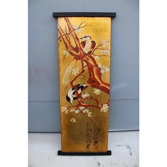 Italian Decorative Panel in Enamel Inspired Almond Blossoms and Birds, Japan, 1950s For Sale - Image 13 of 13