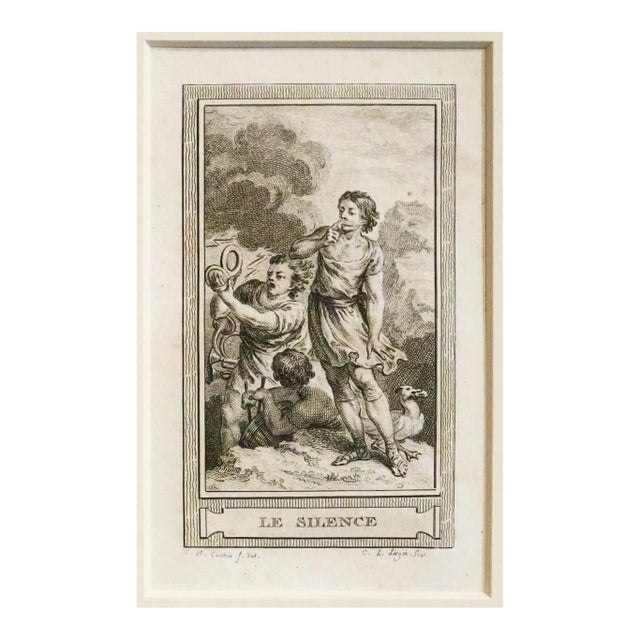 1780s French Engraving, Le Silence (Discretion), Matted For Sale