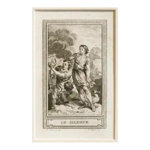 1780s French Engraving, Le Silence (Discretion), Matted