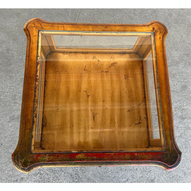 Gold Louis XVI Style Giltwood Vitrine Display Side Table With Glass Top and Sides For Sale - Image 8 of 12