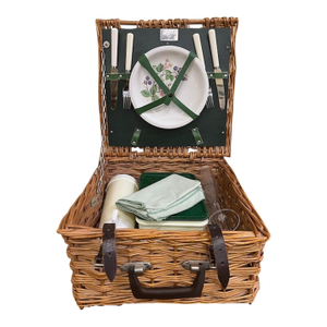 Vintage Antler Brand Handmade English Picnic Basket c.1960