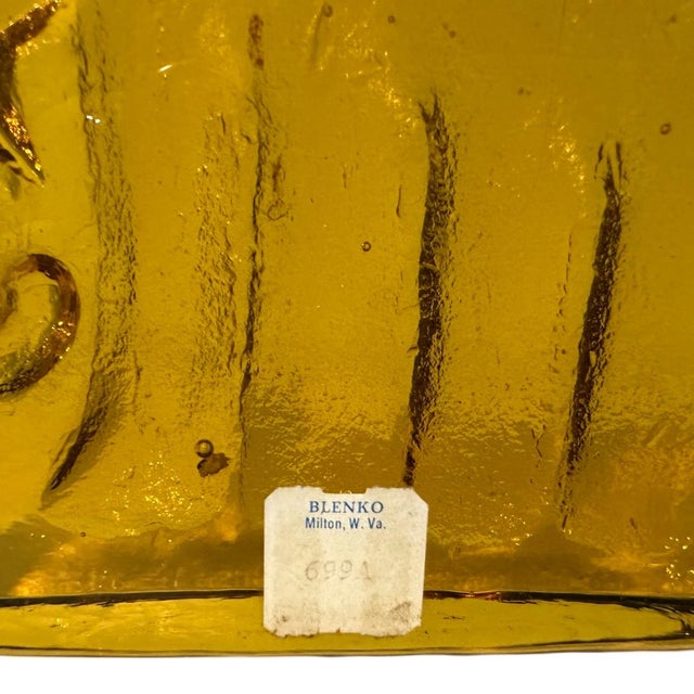 Blenko Vintage MCM Mid Century Modern Blenko Amber Glass Elephant Bookends For Sale - Image 4 of 5