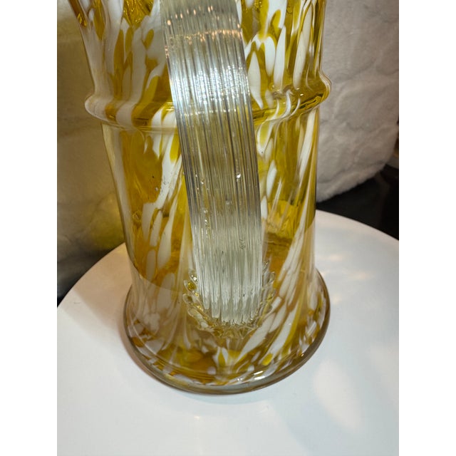 1950/60s Murano Yellow Macchia Glass Pitcher With Rigadin Handle For Sale - Image 4 of 6