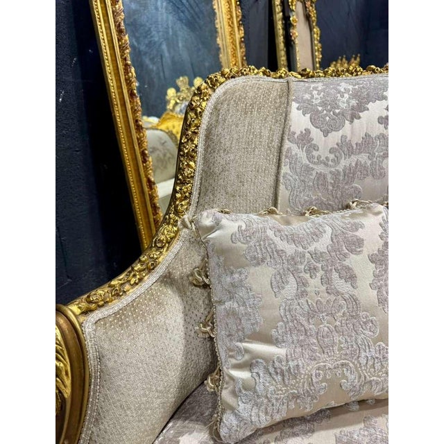 Baroque Sofa in Beige and Ivory With Hand-Applied Gold Leaf For Sale - Image 4 of 13