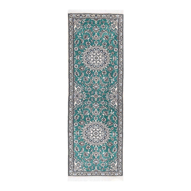 Pasargad DC Green Fine Hand Knotted Silk & Wool Rug For Sale