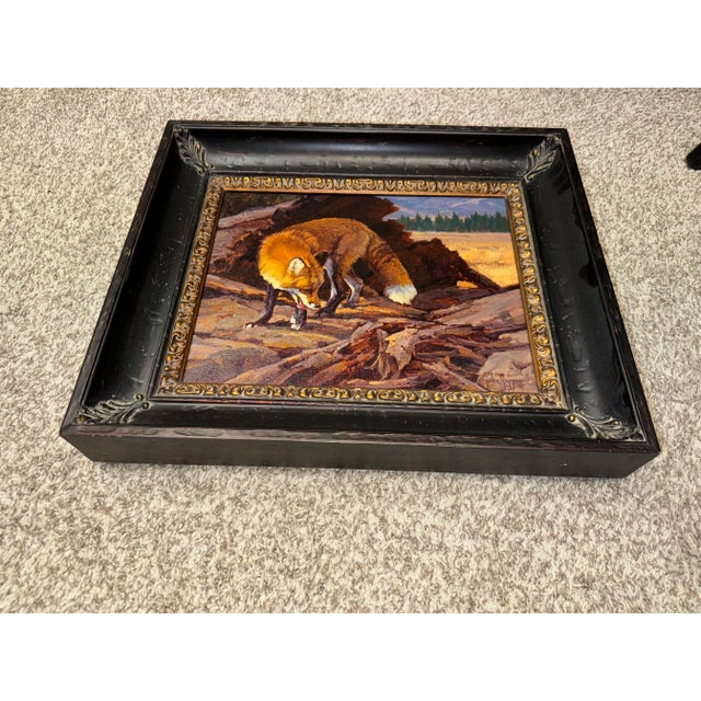 2010s Original Wildlife Oil Painting “Outfoxed”, Framed. For Sale - Image 5 of 5