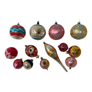 1950s Set of 13 Mercury Glass Ornaments Germany For Sale