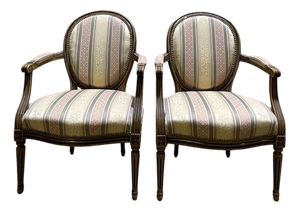 Louis XVI Style Medallion Armchairs, Set of 2