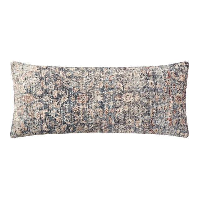 Amber Lewis x Loloi Montara Denim / Natural 13" x 35" Cover with Poly Pillow For Sale