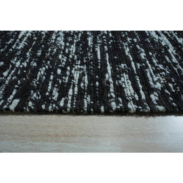 2020s 3x12 Fiona Rustic Kilim Black Flatweave Geometric Modern Wool Carpet Rug For Sale - Image 5 of 8