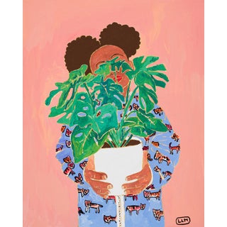 Adventure Stories for Introverts: Lethabo and the Delicious Monster Portrait With Indoor Plant Painting For Sale