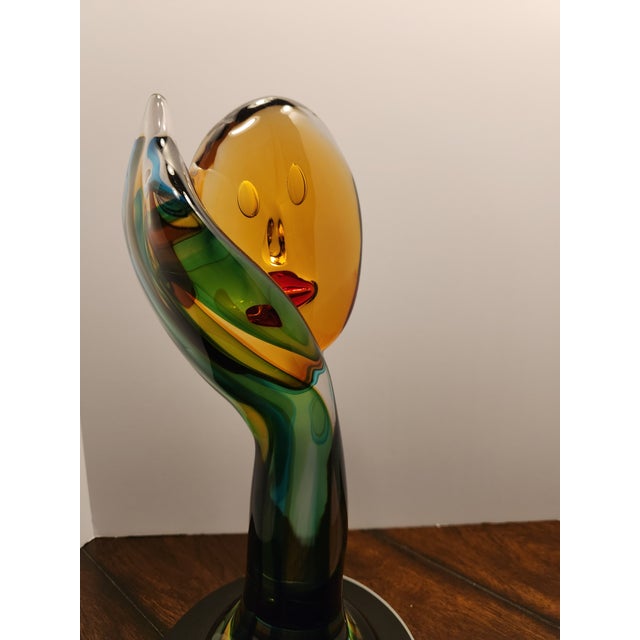 1970s Luigi Mellara Murano Glass "Homage to Picasso" Monumenta 11lbs Abstract Face For Sale - Image 5 of 9