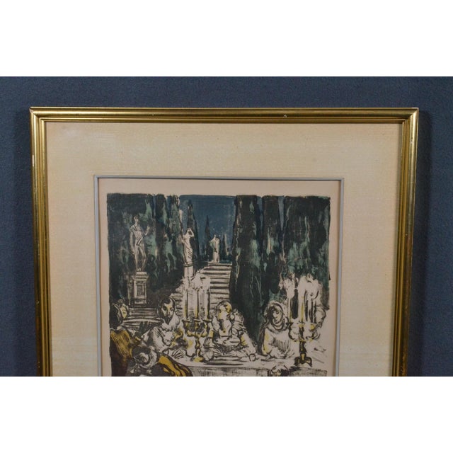 1980s Yves Brayer “Le Banquet” Signed & Numbered French Color Lithograph For Sale - Image 6 of 10