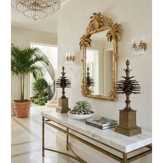A Pair of Maison Charles Style Vintage Brass Pinecone Garnitures For Sale - Image 10 of 12