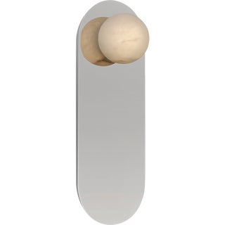 Kelly Wearstler for Visual Comfort Signature Pertica 9" Sconce in Polished Nickel with Alabaster For Sale